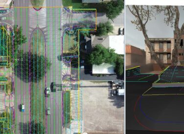 side by side survey map and rendering